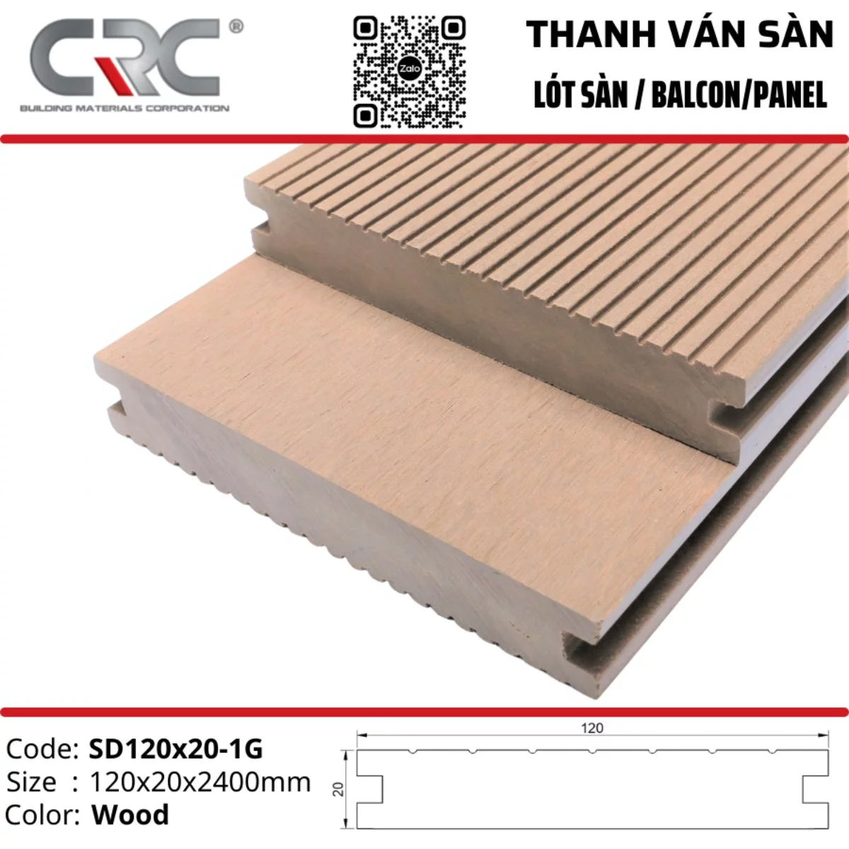 Sàn ngoài trời HD-120X20-1G